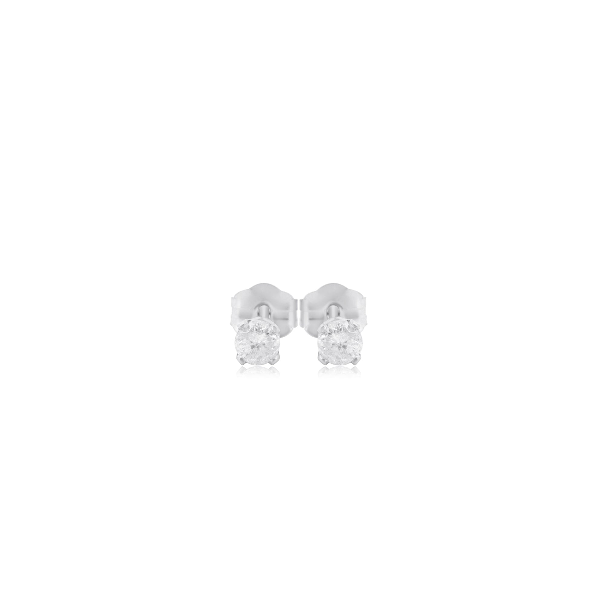 10k Solid Gold with .16Ctw Natural White Diamond Minimalist Dainty & Tiny Diamond Stud Solitaire Earrings