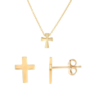 Dainty Cross Minimalist Stud Push Back Earrings or Necklace or Necklace and Earrings Combo Set - wingroupjewelry