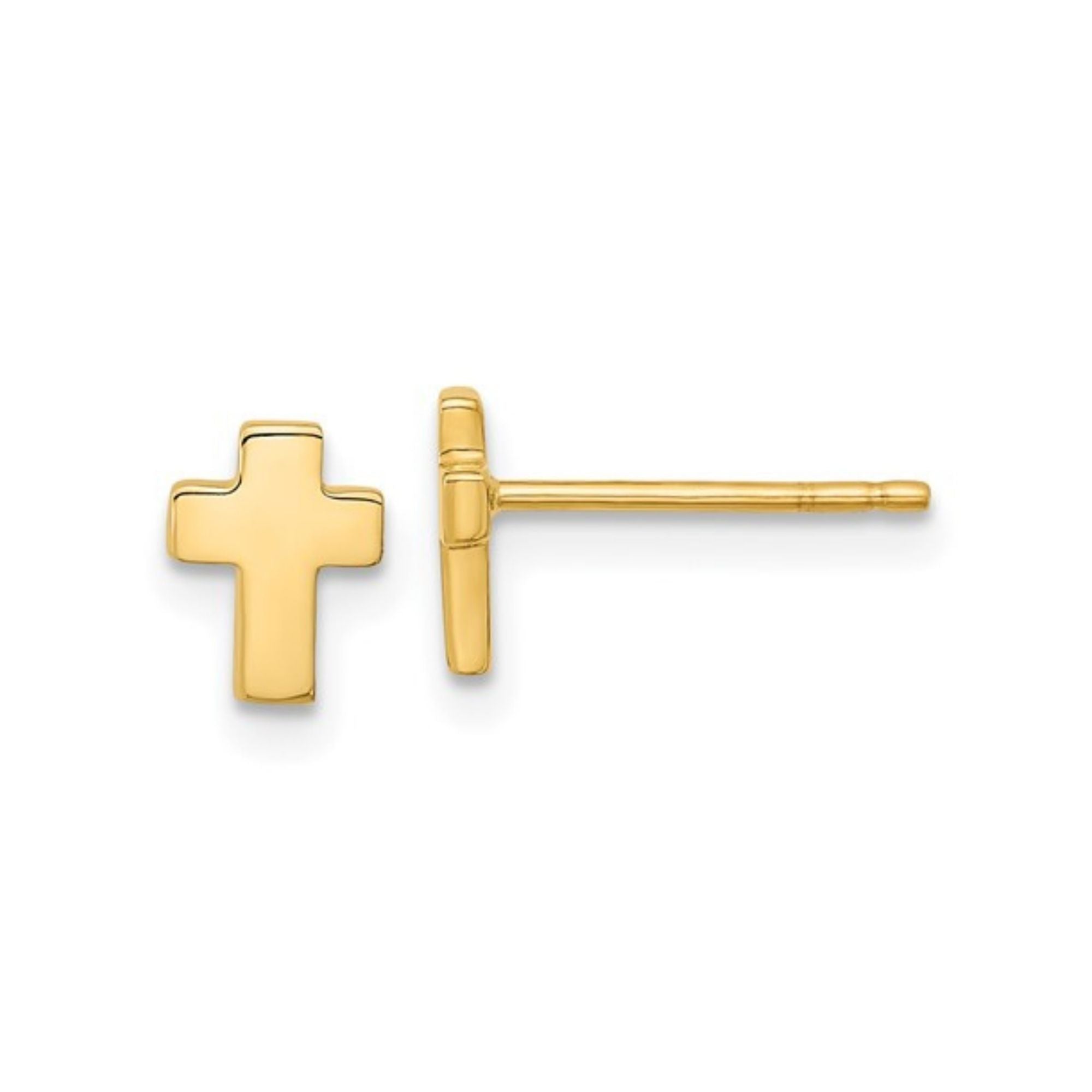 14k Minimalist Gold Cross Stud Earrings