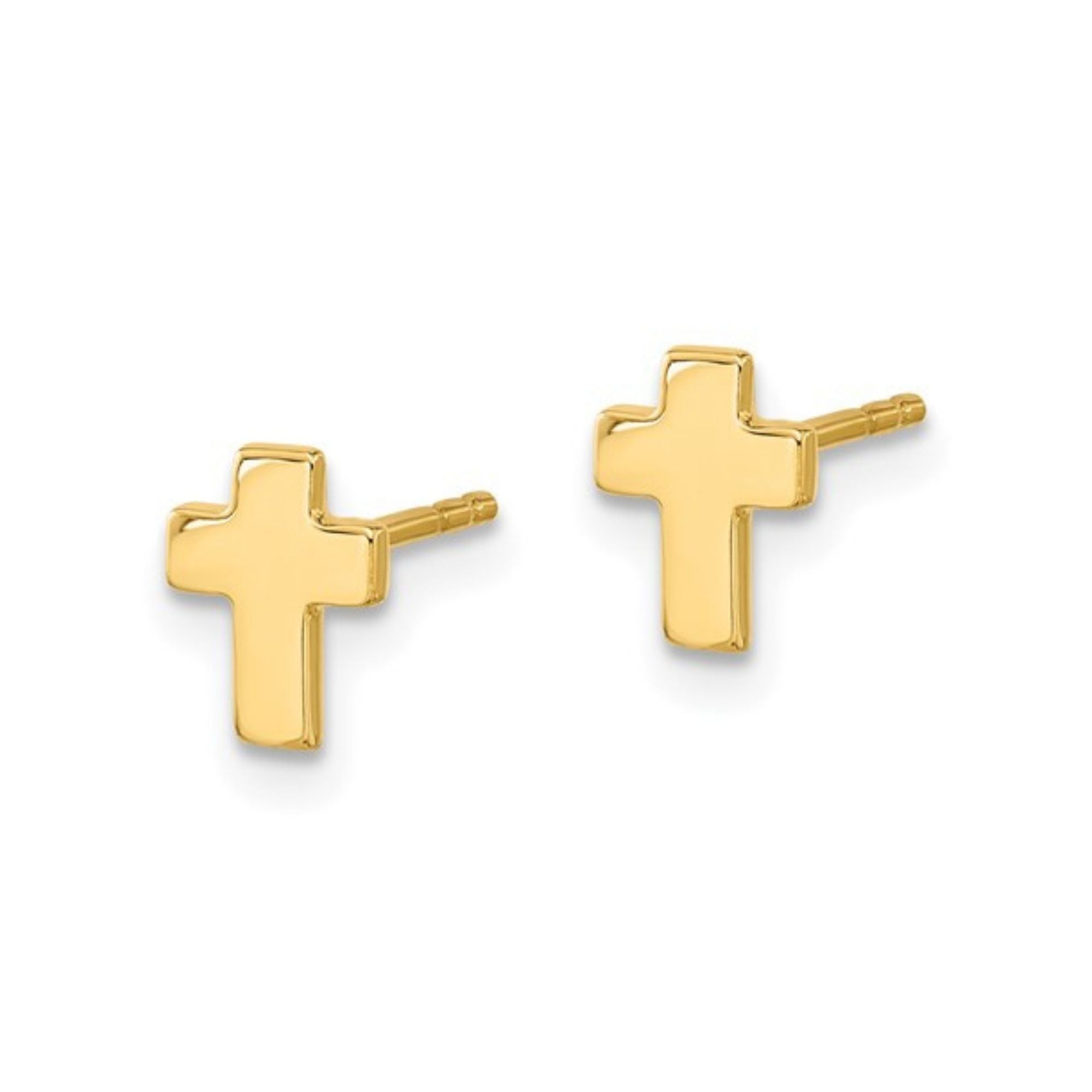 14k Minimalist Gold Cross Stud Earrings