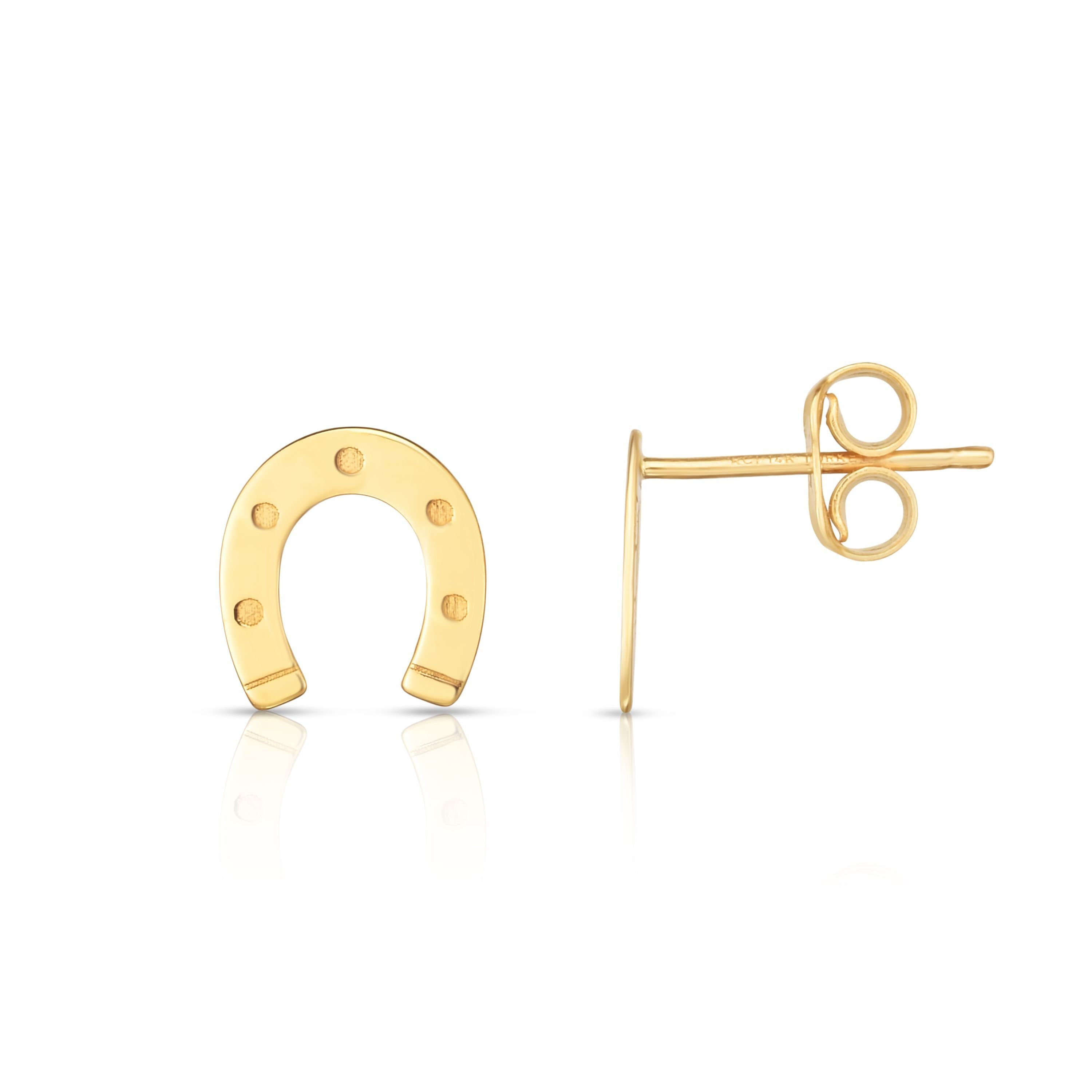 14k Minimalist Solid Gold Horseshoe Stud Earrings, Necklace or Earrings and Necklace Combo