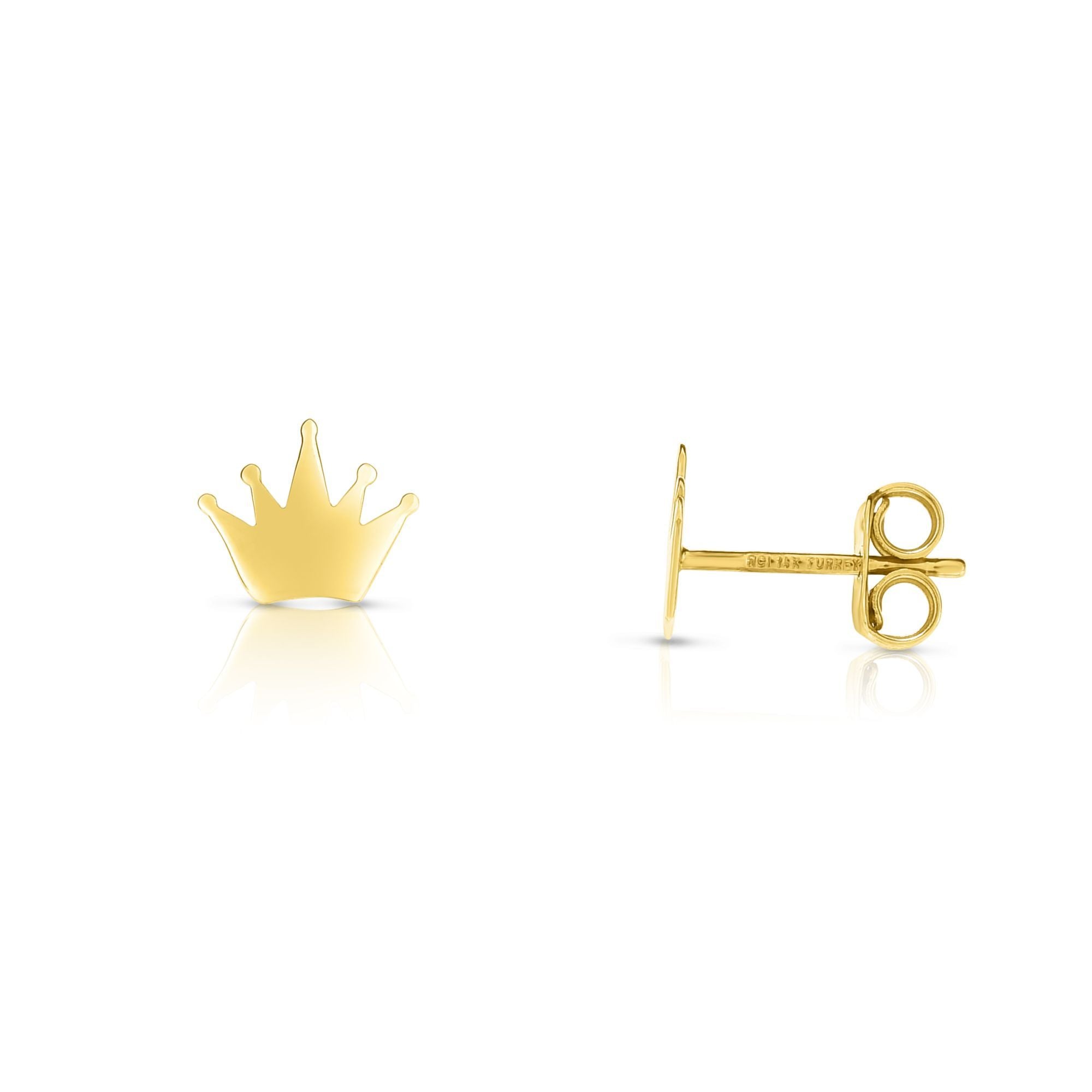 Dainty Crown Earrings, Princess Crown Minimalist Stud Push Back Earrings - wingroupjewelry
