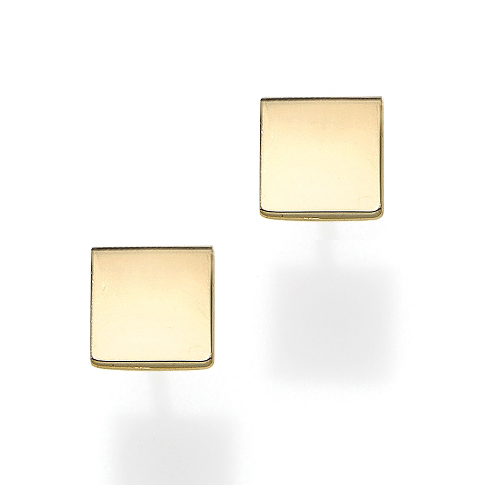 Minimalist Solid Gold Polished Geometric Square Post Earrings with Push Back Clasp - wingroupjewelry
