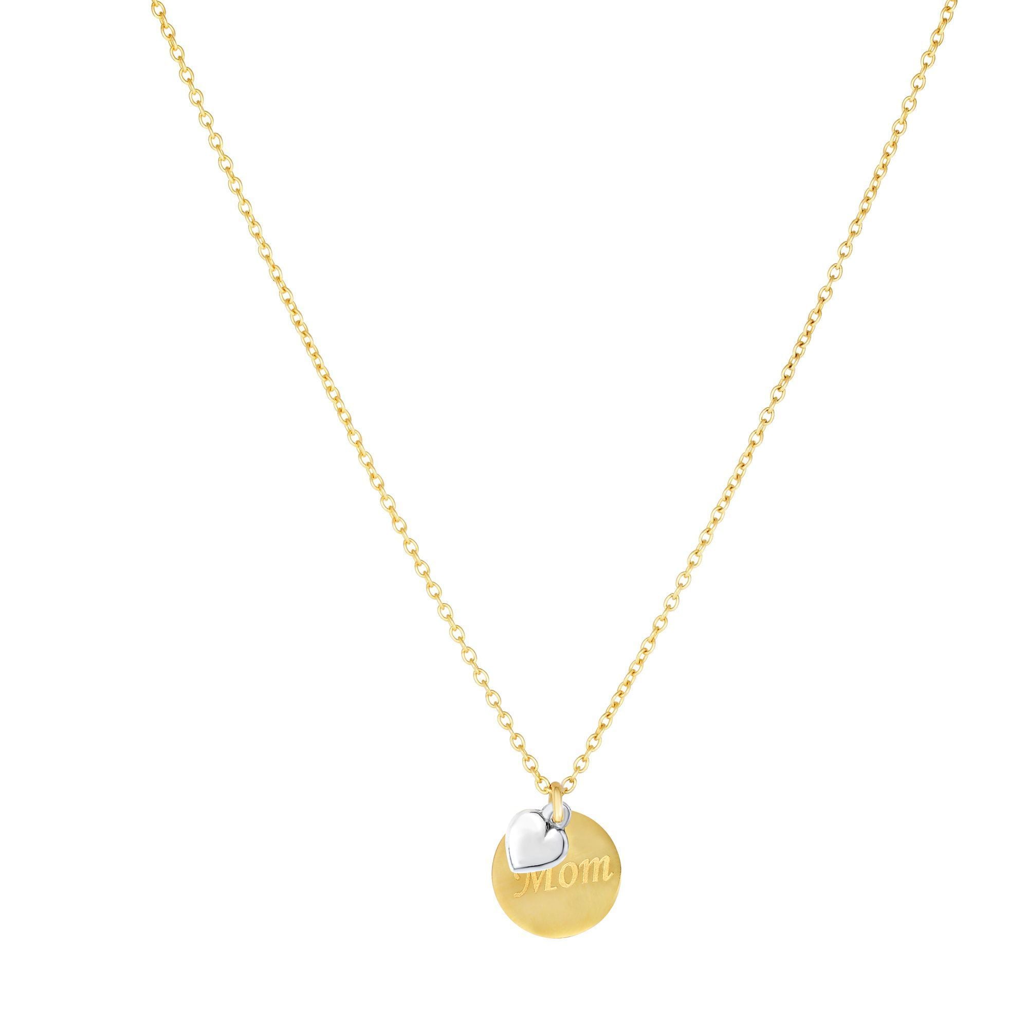 14k Minimalist Solid Yellow Gold Mom Gold Disc Necklace