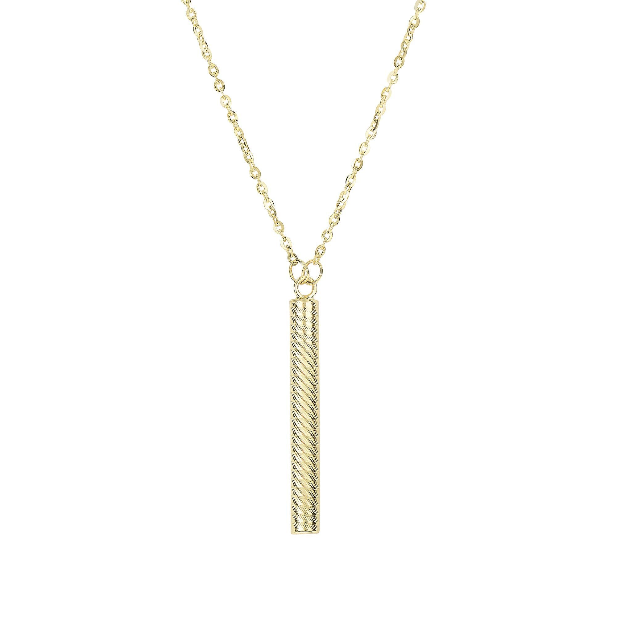 14k Solid Yellow Gold Minimalist Drop Necklace