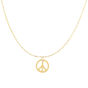 Beautiful and Cute 14k Solid Gold Peace Sign Necklace - wingroupjewelry