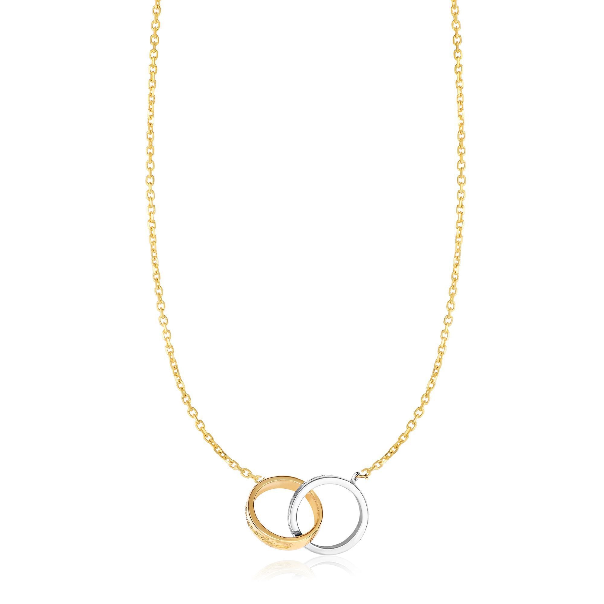 14k Solid Minimalist Gold Always and Forever Interlocking Couple Necklace