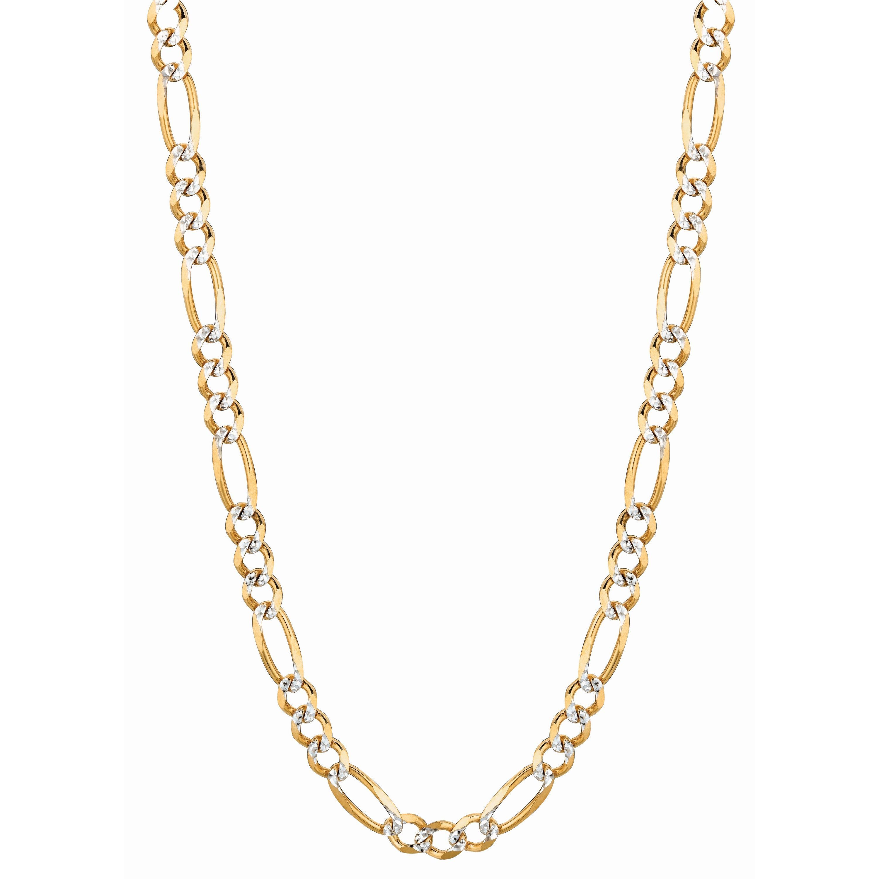 14k Yellow Gold and White Gold Pave Figaro Chain