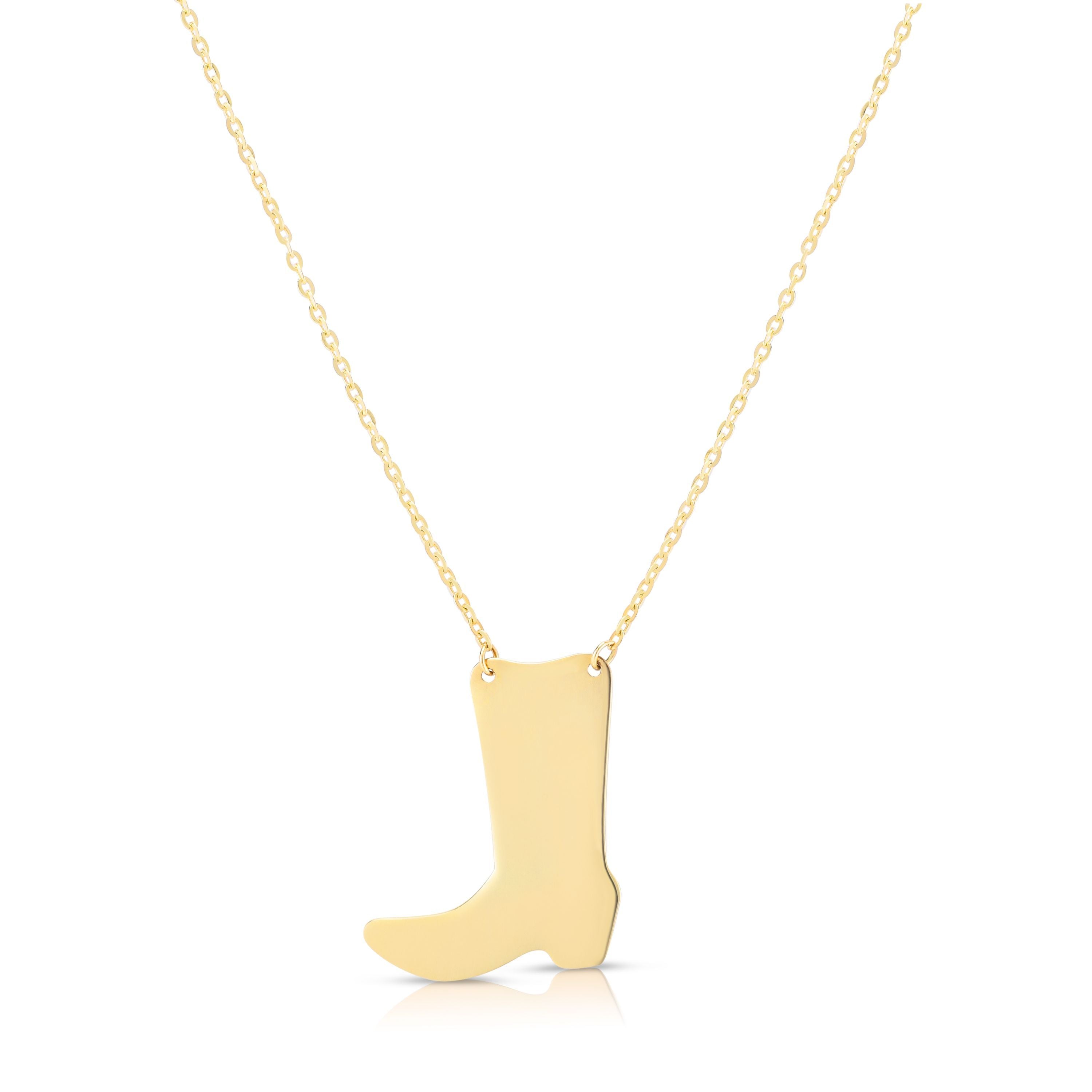 14k Minimalist Yellow Gold Cowboy Boot Stud Earrings, Necklace or Earrings and Necklace Combo