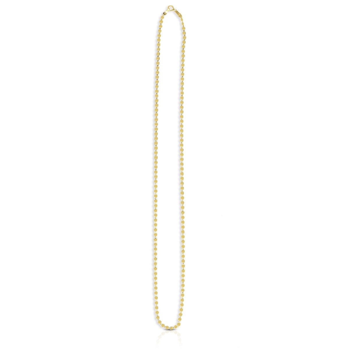 14k Minimalist Solid Gold Polished Oval Mirror Link Classic Chain