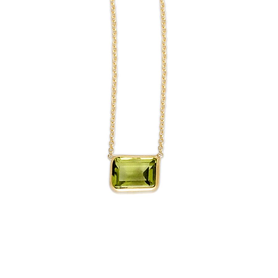 14k Minimalist Solid Yellow Gold Solitaire Gemstone Necklace