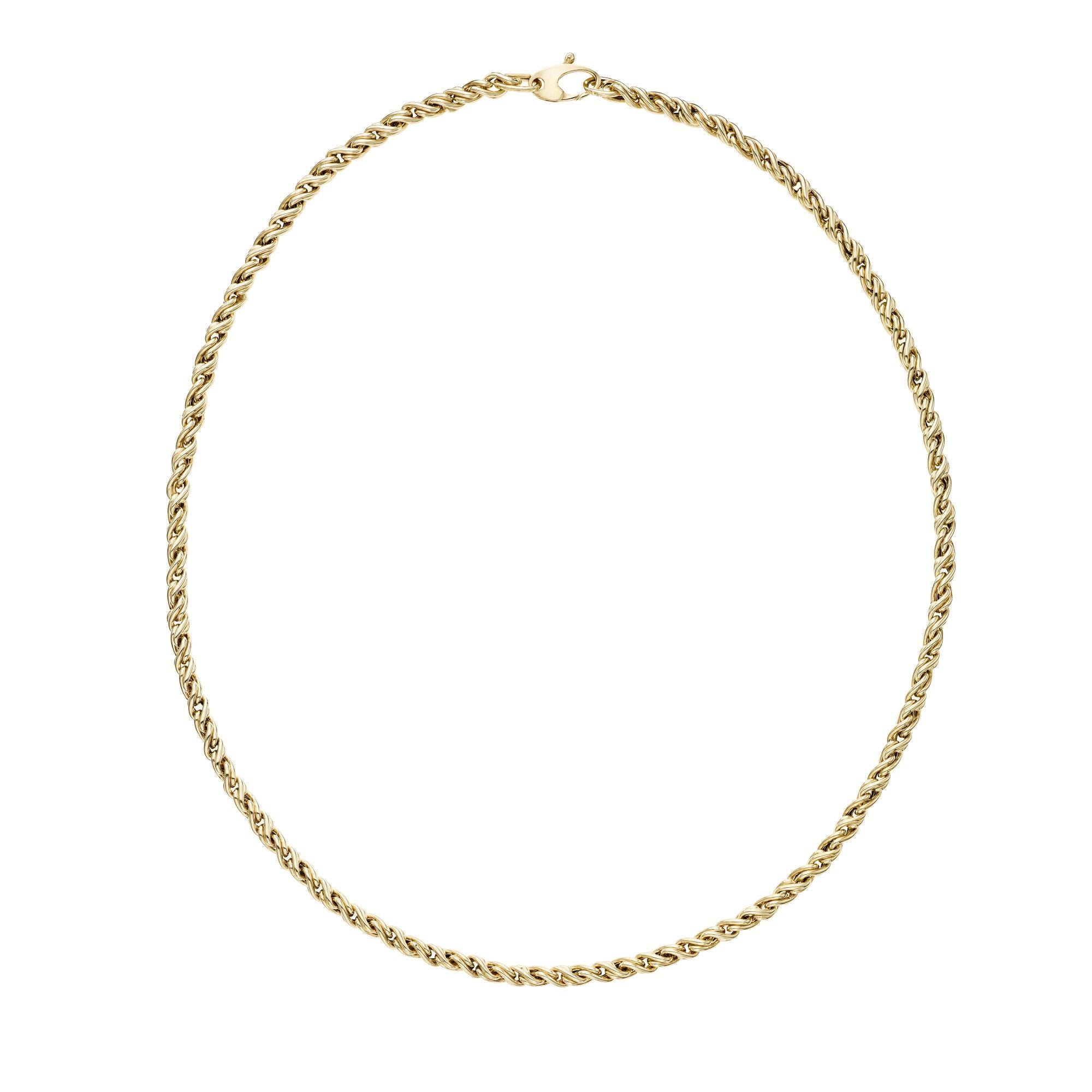 14k Minimalist Solid Gold Modern Braid Link Chain