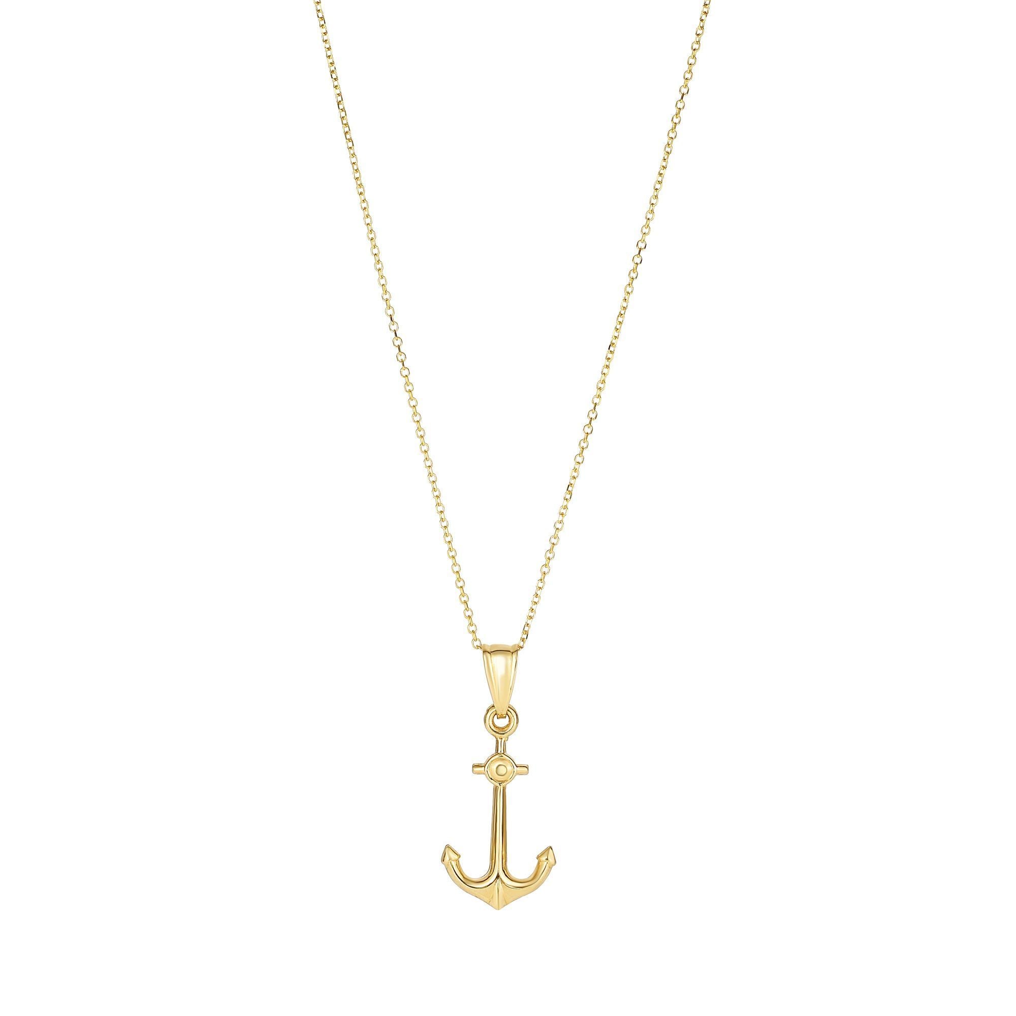 Minimalist Solid Gold Anchor Necklace - wingroupjewelry