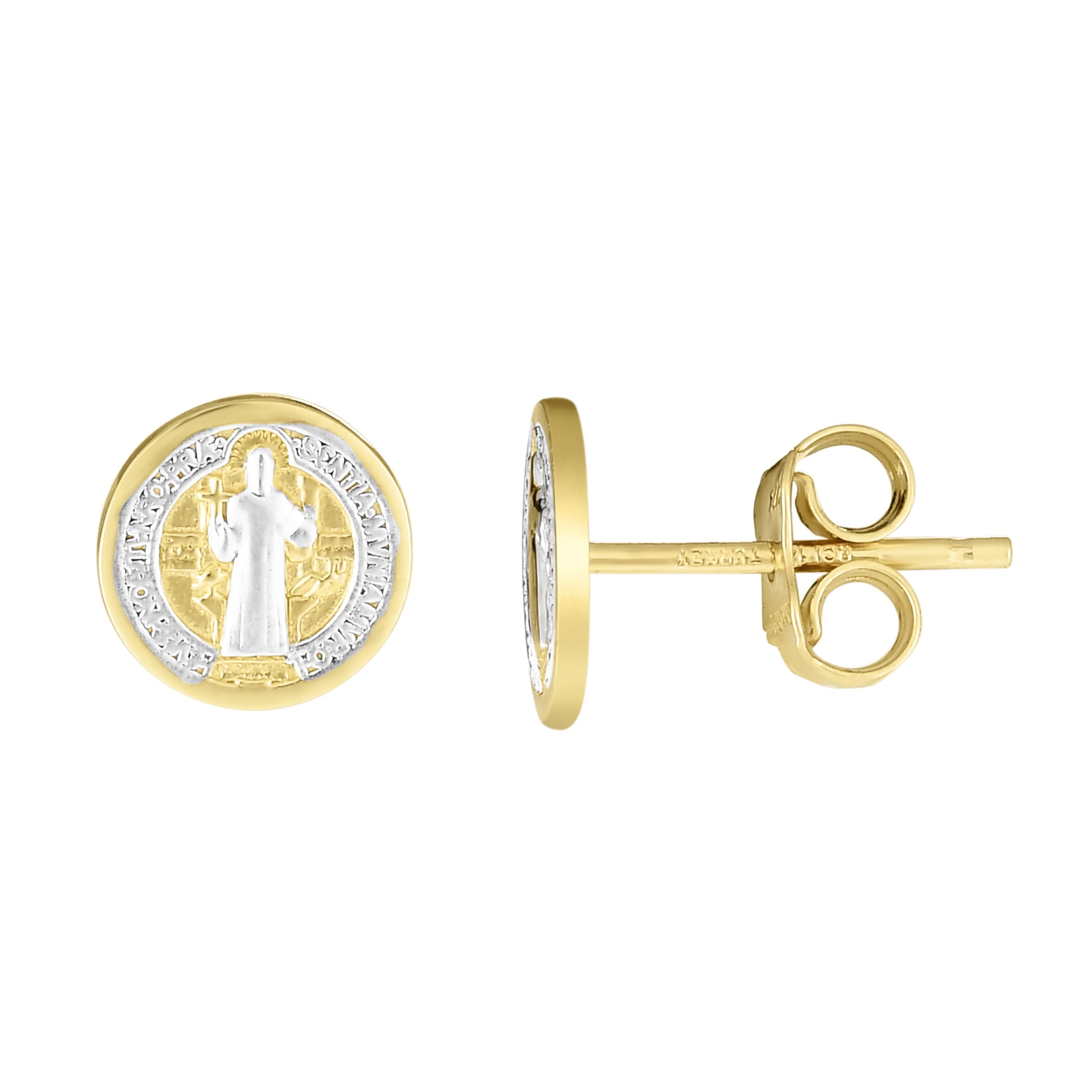 Minimalist Solid Gold Jesus Earrings with Push Back Clasp - wingroupjewelry