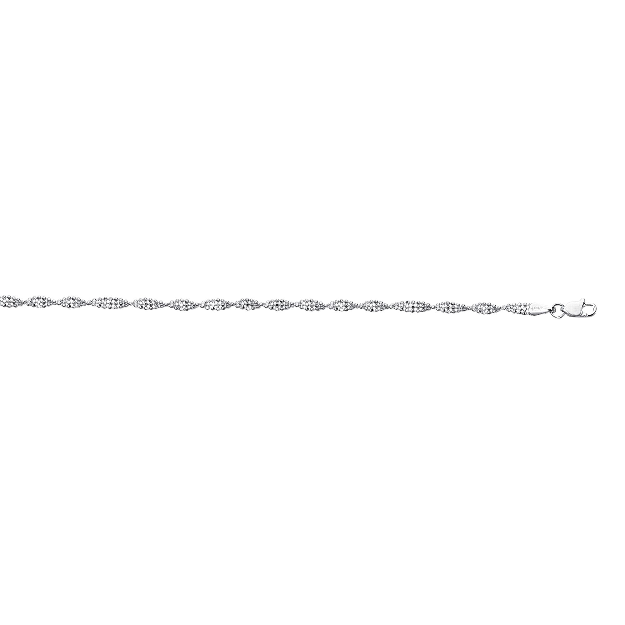 Shiny Diamond Cut 3mm Twisted Bead Chain Bracelet with Lobster Clasp - wingroupjewelry