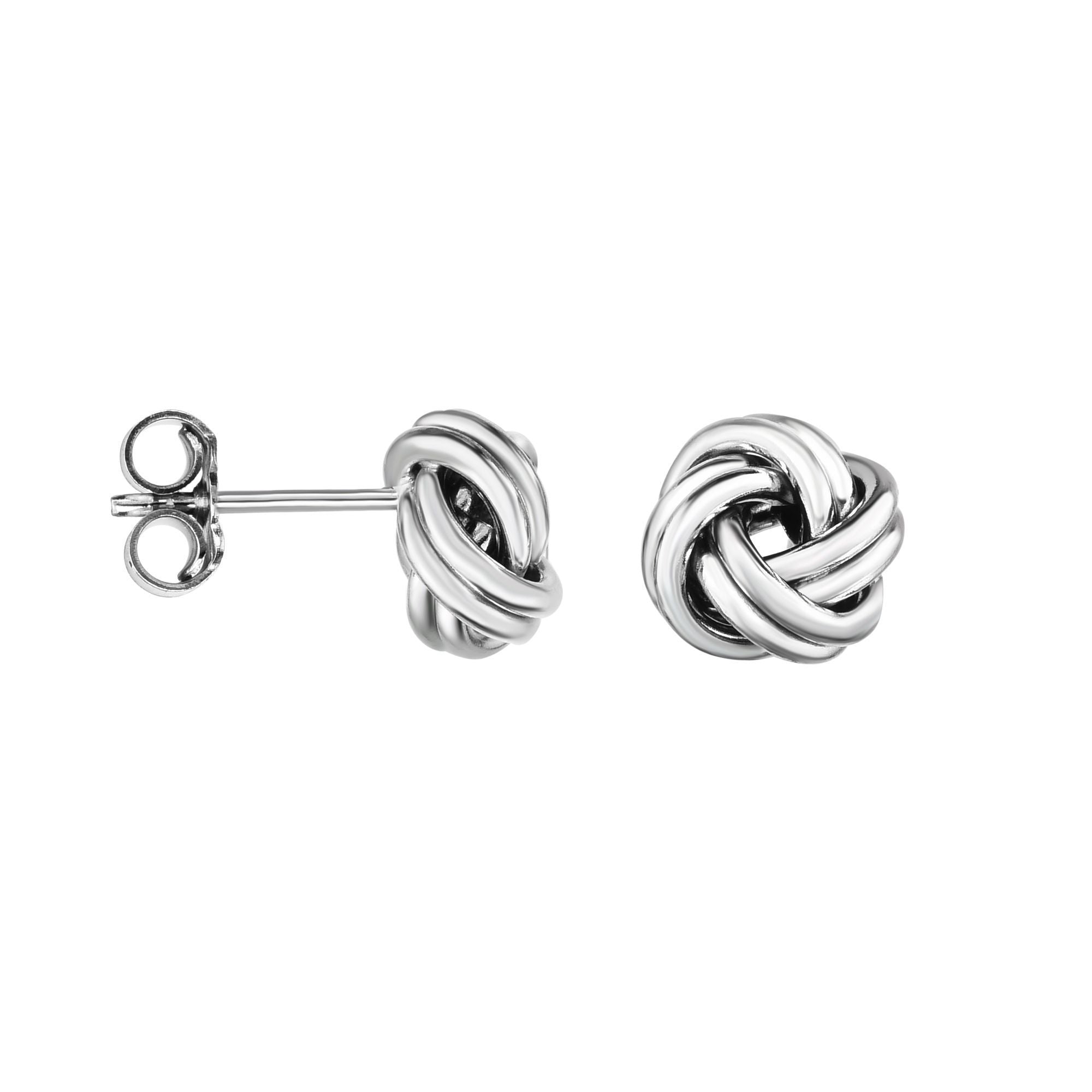 Minimalist Round 2 Row or 3 Row Love Knot Stud Push Back Earrings - wingroupjewelry